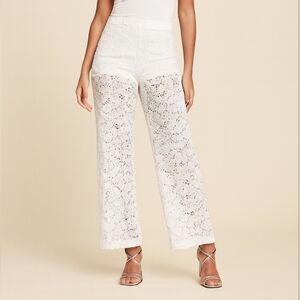 Aqua Lace Over Wide Leg Pants White Large